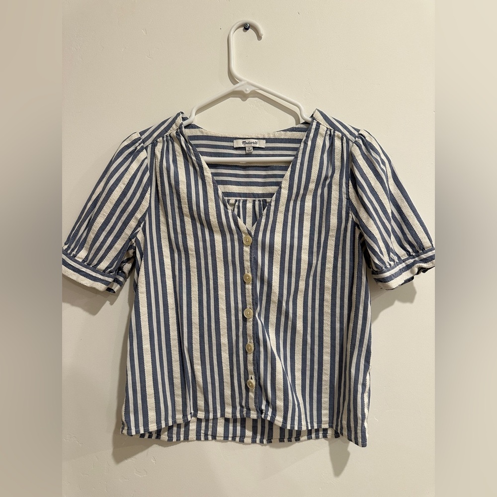 Madewell stripped cropped blouse
